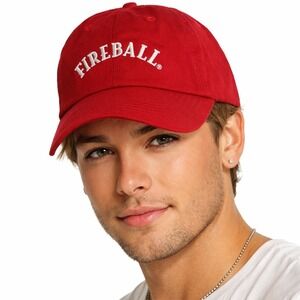 NEW Fireball Whisky Classic Dad Hat Red Cotton Embroidered Logo Cap Adjustable